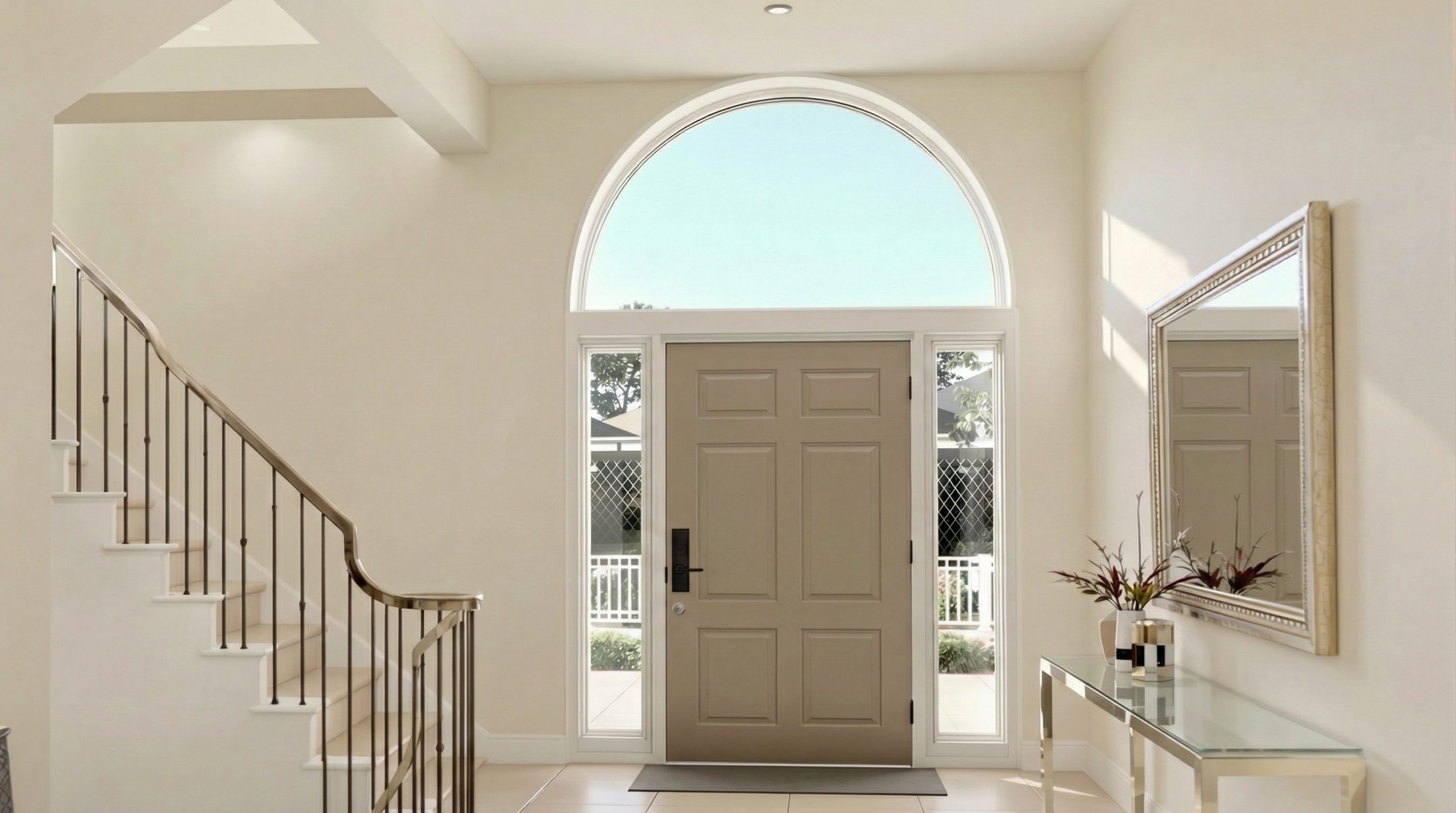 double glazed arch window foyer feature